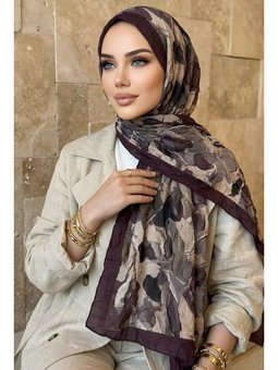 Mürdüm İpekhan Desenli Kraş Şal