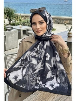 Siyah İpekhan Desenli Kraş Şal