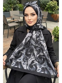 Siyah İpekhan Desenli Kraş Şal