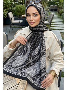 Siyah İpekhan Desenli Kraş Şal