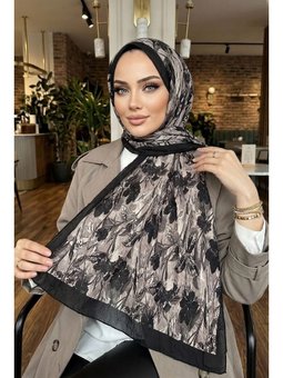 Siyah Vizon İpekhan Desenli Kraş Şal