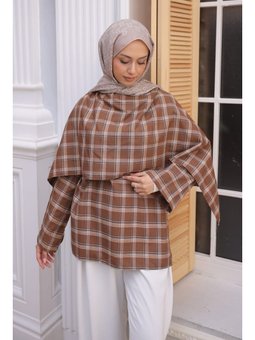 Taba Ekose Desen Bel Bağlamalı Şal Detay Tunik