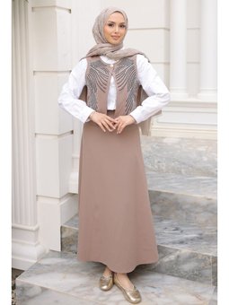 Vizon Kombin Yelek Kombinli Gömlek Etekli 3lü Takım