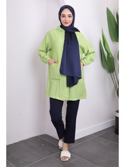 Yeşil Kapüşonlu Fermuarlı Kap