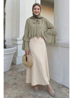 A Kesim Bej Duble Kumaş Etek