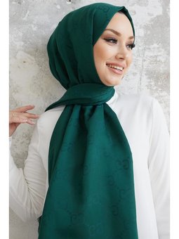 Ariva G Desen Jakarlı Pamuklu Petrol Yeşili Şal
