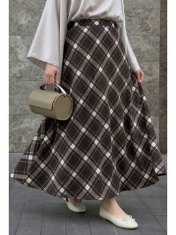 Beli Lastikli Ekose Kahverengi Etek