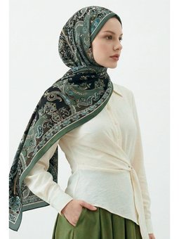 Damla Motif Desenli Haki Soft Pamuk Şal