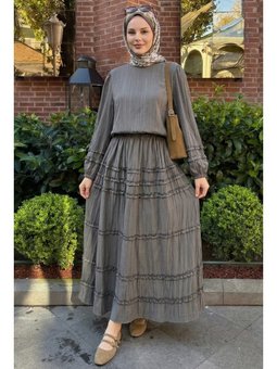 Fırfırlı Kloş Etekli Füme Takım