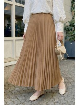 Gizli Lastikli Piliseli Camel Etek