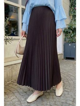 Gizli Lastikli Piliseli Koyu Mor Etek