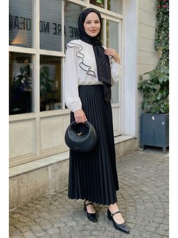 Gizli Lastikli Piliseli Siyah Etek