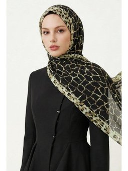 Leopar Desenli Siyah Soft Pamuk Şal