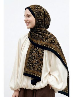 Otantik Çiçekli Acı Kahve Soft Pamuk Şal