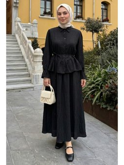 Pullu Gömlekli İkili Siyah Takım