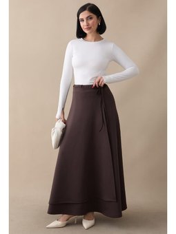 Yandan Bağlamalı Acı Kahve Scuba Etek