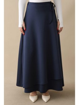 Yandan Bağlamalı Lacivert Scuba Etek