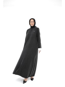 Beyaz Sare Cupra Biyeli Kol Katlamalı Abaya – Siyah