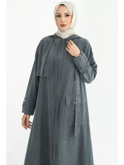 Sahra Cupra Kemer Detaylı Ferace Antrasit