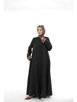 Sare Cupra Biyeli Kol Katlamalı Abaya – Kahve Siyah