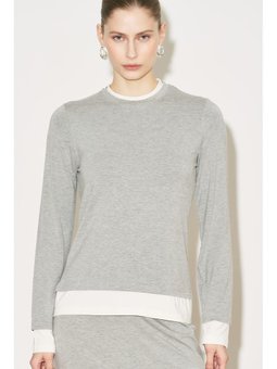 Easy Kontrast Uzun Kol Gri Melanj Bluz