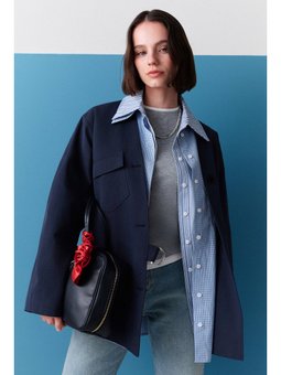 Geniş Kol Desenli Gömlek Ekose