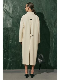 Malene Düğmeli Vanilya Trençkot