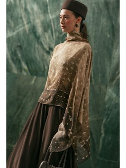 Şal Detaylı Desenli Bluz Ceylan