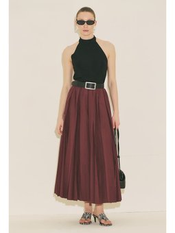 Zeya Parçalı Bordo Etek