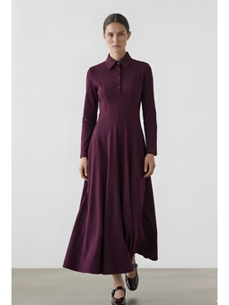 Lena | Parçalı Denim Mürdüm Elbise