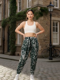 Haki Desenli Sokak Tarzı Spor Şalvar Jakar Pantolon