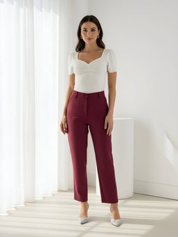 Bordo Klasik Bilek Boy Dar Paça Havuç Pantolon