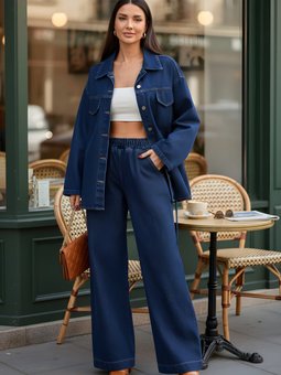 Koyu Mavi Kot İkili Premium Takım