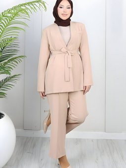 Bej Soft Blazer İkili Takım