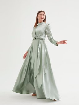 Alina Nurgül Çakır Abiye Elbise Çağla Yeşili