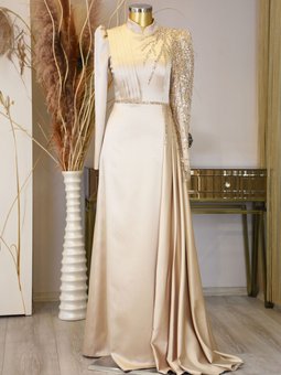 Piennar Efila Abiye Elbise Gold Rengi