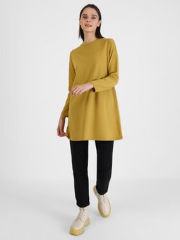 Bisiklet Yaka Hardal Tunik