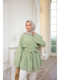 Yarım Patlı Beli Bağlamalı Yandan Fermuarlı Tunik