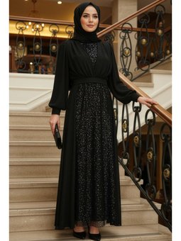 Boncuk İşlemeli Siyah 46301s