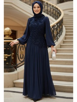 Dalga Desen Büzgülü Lacivert 5538l