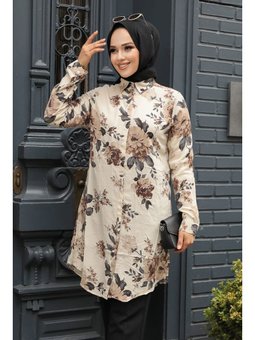 Desenli Bej Tunik 11550bej