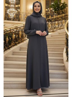 Desenli Füme Abaya 85103fu