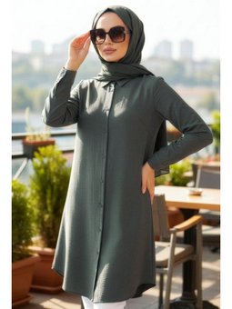 Düğmeli Haki Tunik 11751hk