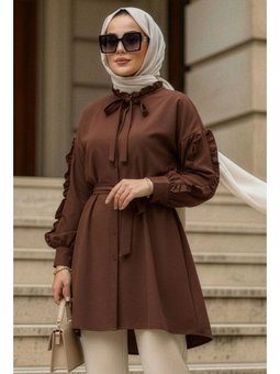 Düğmeli Kahverengi Tunik 20295kh