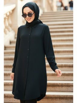 Düğmeli Koyu Lacivert Tunik 11750kl