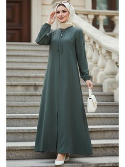 Fermuarlı Çağla Yeşili Ferace 45320cy