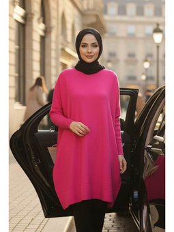Fuşya Triko Panço 3399f