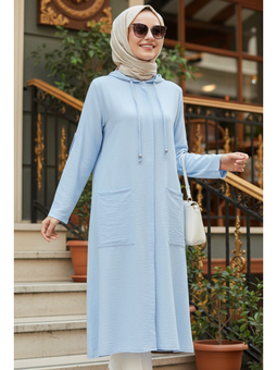 Kapüşonlu Buz Mavisi Kap 18461buzm