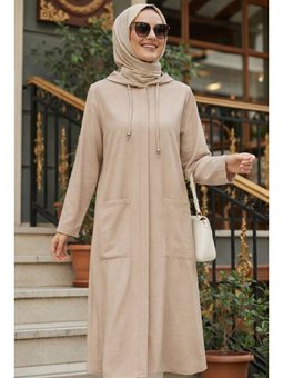 Kapüşonlu Vizon Kap 18461v