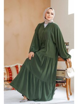 Kat Piliseli Haki Elbise 20612hk